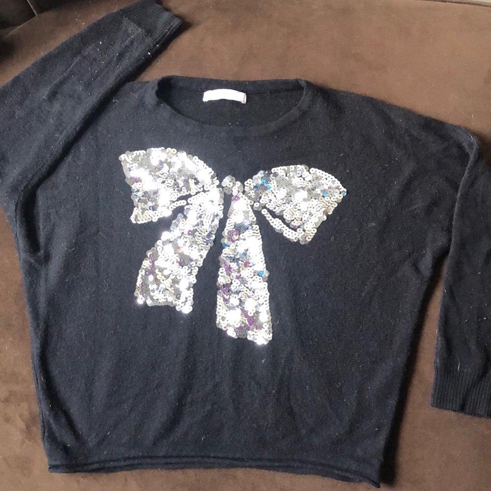 Sequined bow sweater